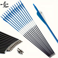 SF 30" Carbon Arrow Archery Practice Arrows Spine 500 for Recurve Bow (Pack of 12), Blue