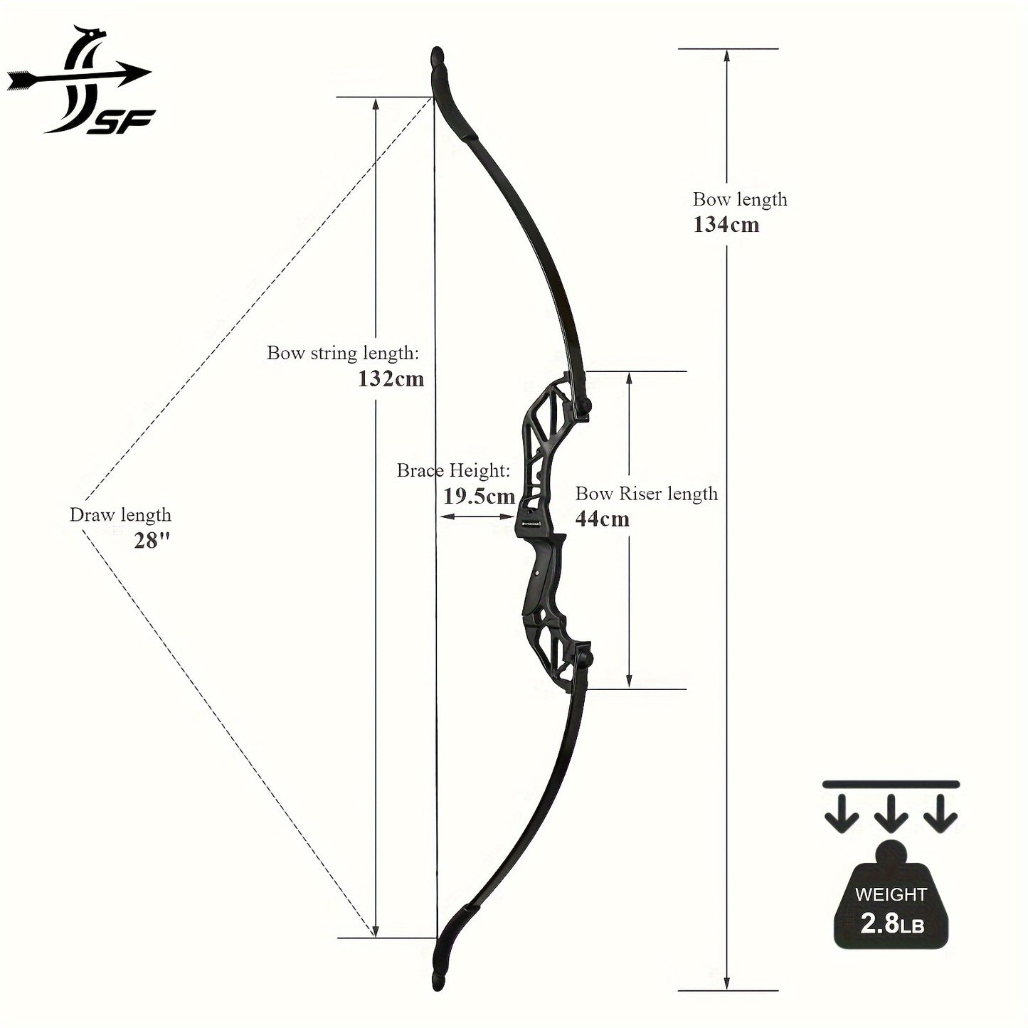 SF 56" Takedown Recurve Bow and Arrow Set, Target Shooting Archery Bows with Aluminum Alloy Limbs and Riser for Adults Youth or Beginners - Right Handed 40-55lbs