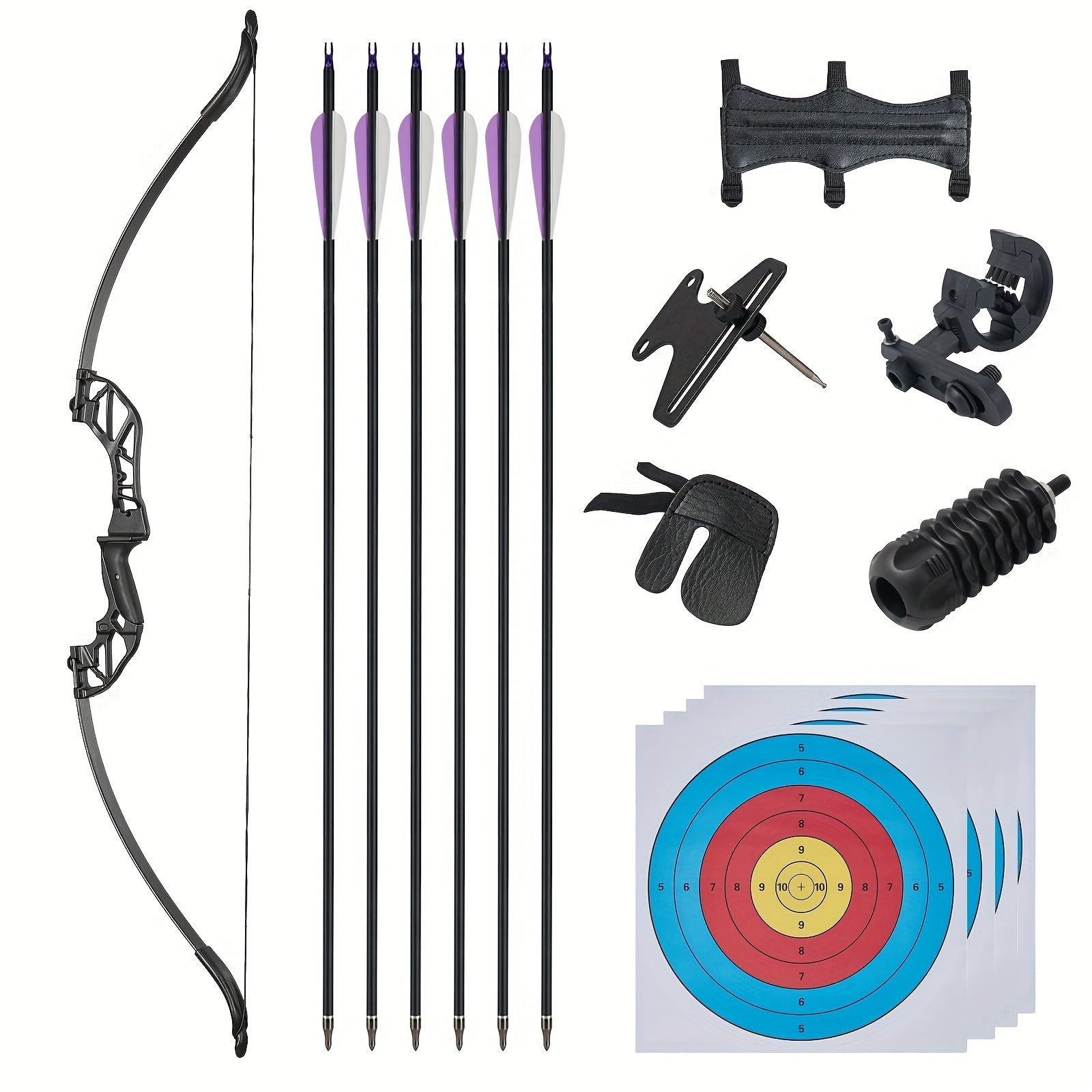 Ensemble arc classique démontable SF 56" et flèches, arcs d'entraînement avec branches et contremarche en alliage d'aluminium pour adultes, jeunes et débutants - Droitier 40-55 lb
